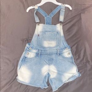 Levi’s light wash overalls with shorts